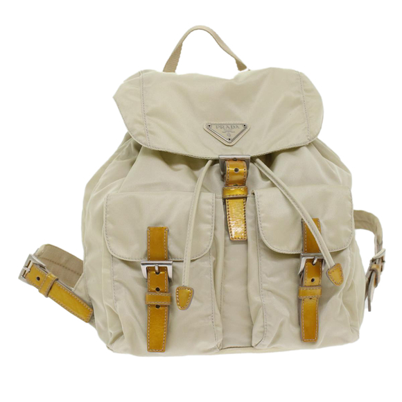 PRADA Backpack Nylon Beige Auth 45868 - Picture 1 of 16